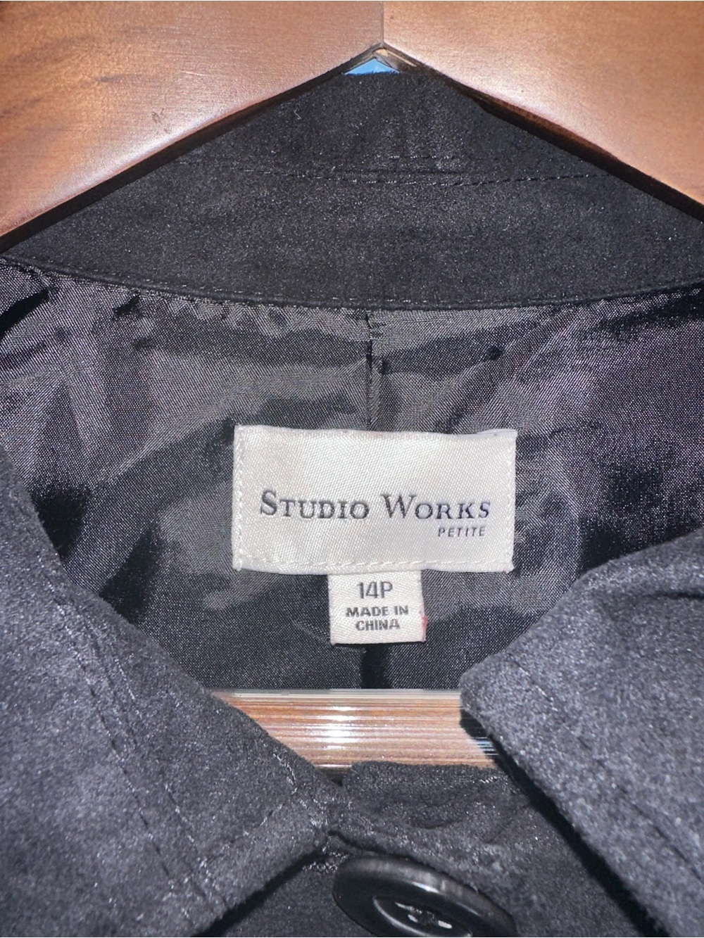 Women's Black Suede Button-Front Jacket - Picture 3 of 3